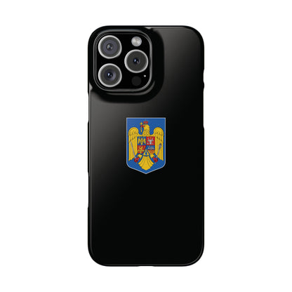Husă rigidă neagră - Stema României color