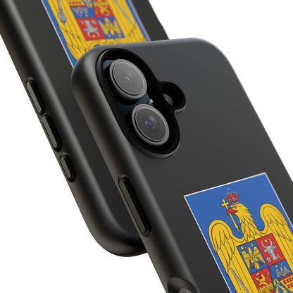 Husă rigidă neagră - Stema color și Tricolor România