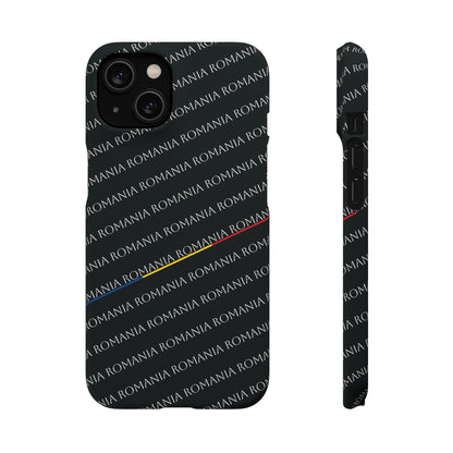 Husă neagră inscripționată cu România si tricolor