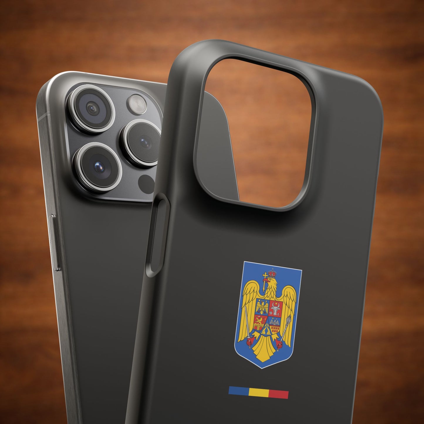 Husă cu stema României (color) și tricolor