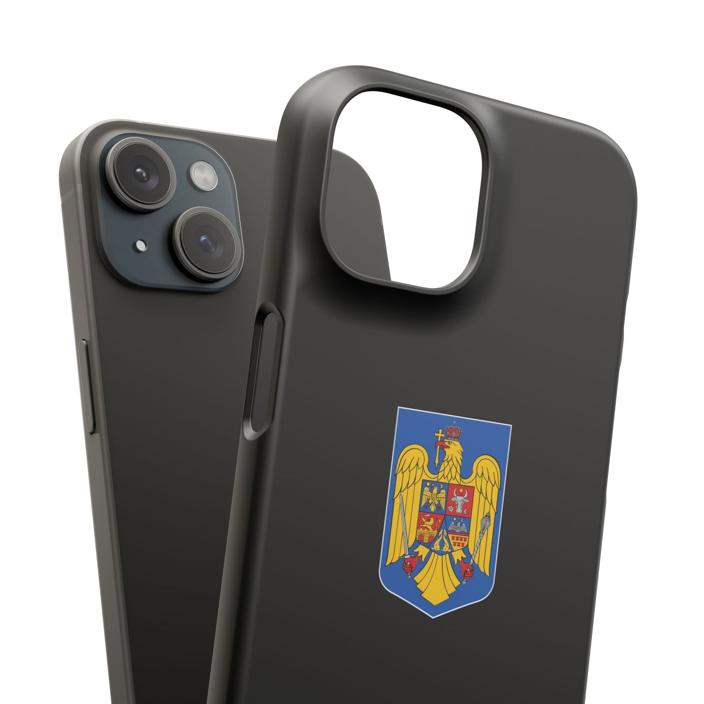 Husă rigidă neagră - Stema României color