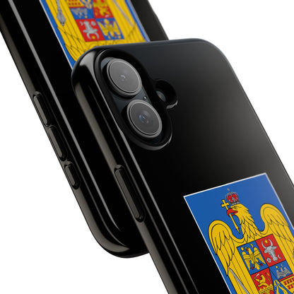 Husă rigidă neagră - Stema color și Tricolor România