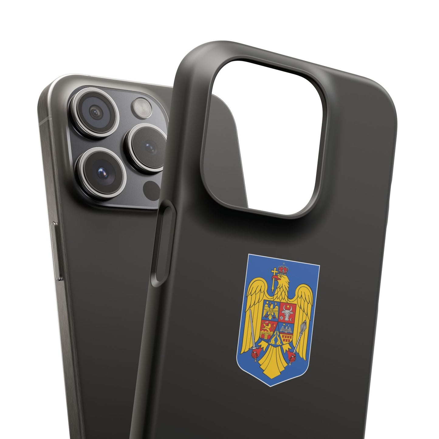 Husă rigidă neagră - Stema României color