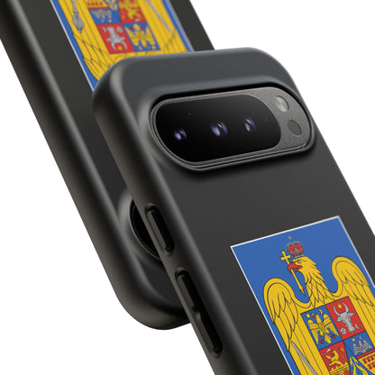 Husă rigidă neagră - Stema color și Tricolor România